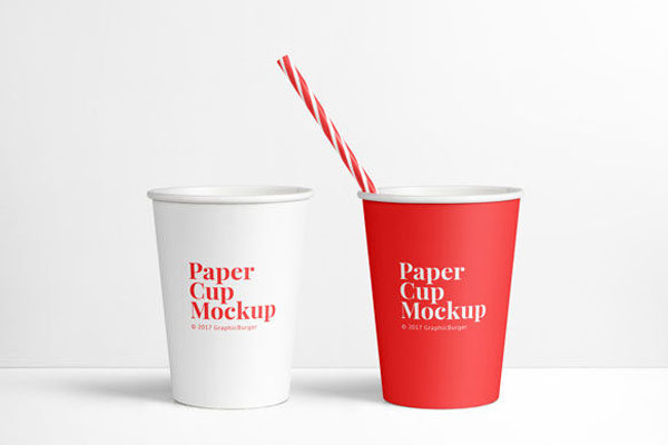 Mockup Displaying a Paper Cup with a Striped Straw FREE PSD
