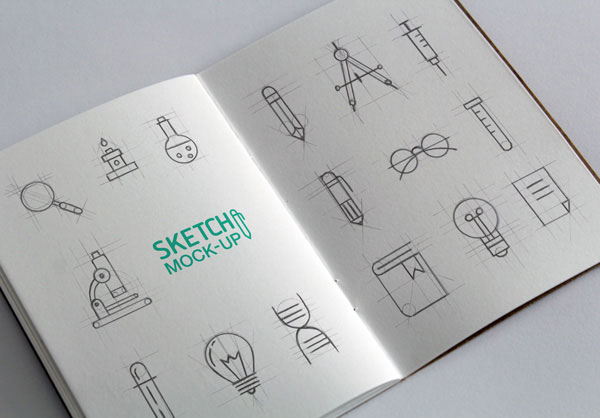 Mockup Displaying Wire-Bound and Open Sketchbook FREE PSD