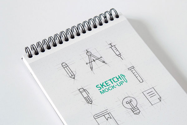 Mockup Displaying Wire-Bound and Open Sketchbook FREE PSD