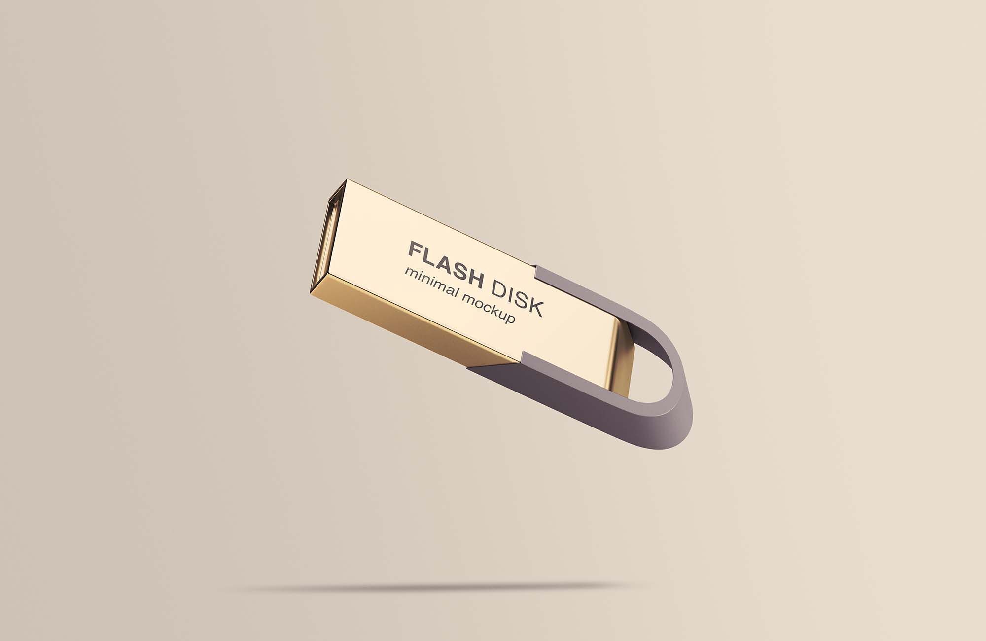 Mockup Featuring a Diagonal Flying Flash Disk FREE PSD