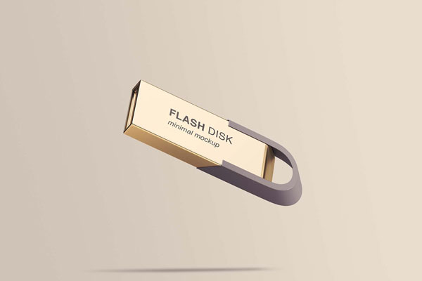 Mockup Featuring a Diagonal Flying Flash Disk FREE PSD