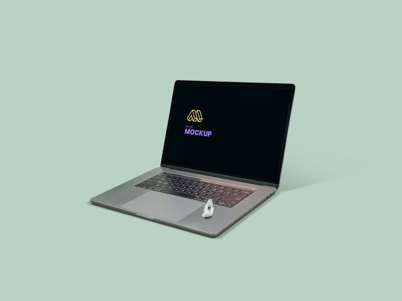 Mockup Featuring a Open MacBook FREE PSD