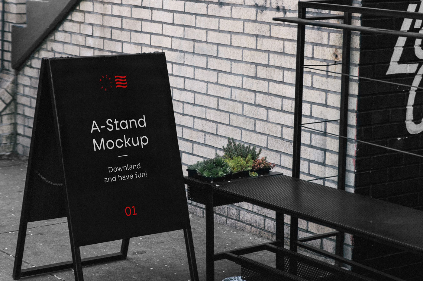 Mockup Featuring an Outdoor A-Stand FREE PSD