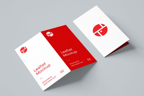 Mockup Featuring Open and Closed Bi-Fold Brochure FREE PSD