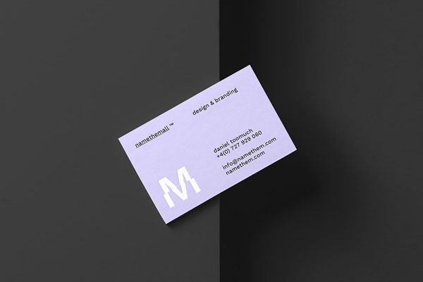 Mockup Featuring Top View of Tilted Business Card FREE PSD