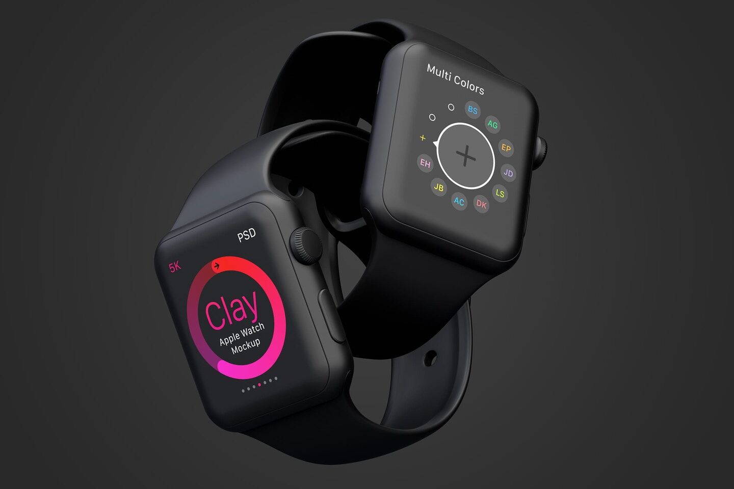 Mockup Featuring Two Interlaced Floating Apple Watches FREE PSD