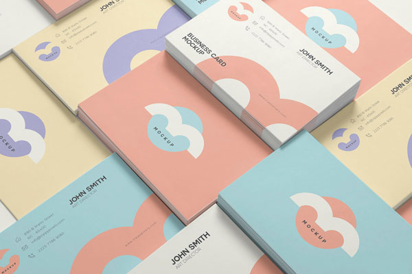 Mockup Including Stacks of Vertical and Horizontal Name Cards FREE PSD