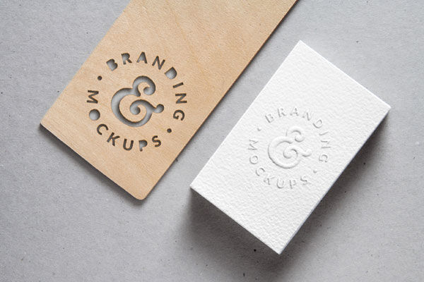 Mockup of a Cutout Wood with an Embossed B-Card FREE PSD