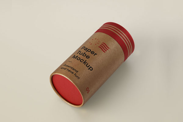 Mockup of a Perspective Cardboard Tube FREE PSD