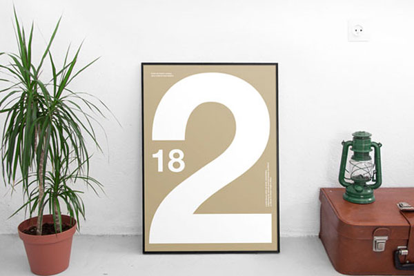 Mockup of a Poster Leaning Against the Wall FREE PSD