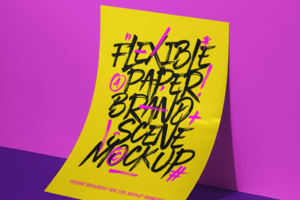 Mockup of a Vertical Paper Brand Placed against the Wall FREE PSD