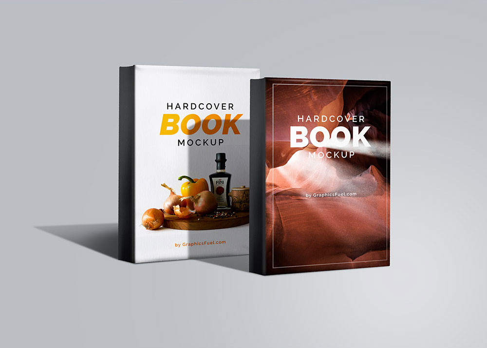 Mockup of Two PSD Hardcover Books FREE PSD