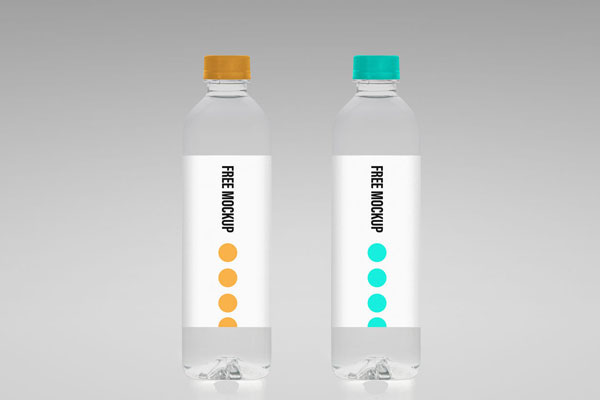 Mockup of Two Slim Water Bottles FREE PSD