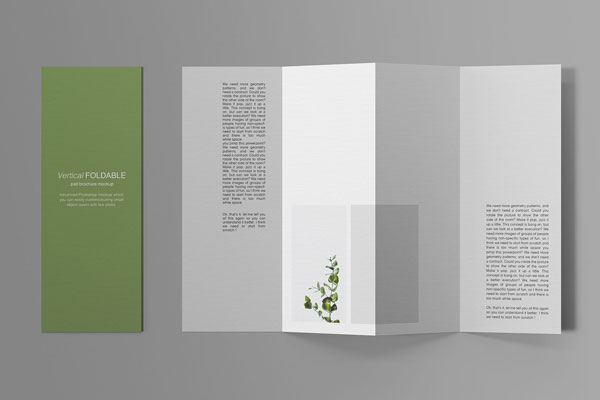 Mockup of Two Vertical Foldable Brochure FREE PSD
