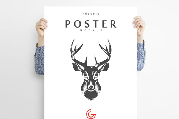 Mockup Showcasing a Male Holding Poster FREE PSD