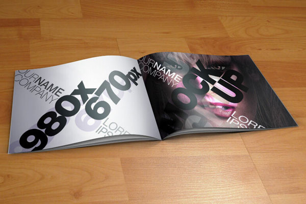 Mockup Showcasing an Opened Catalog on a Ceramic Floor FREE PSD