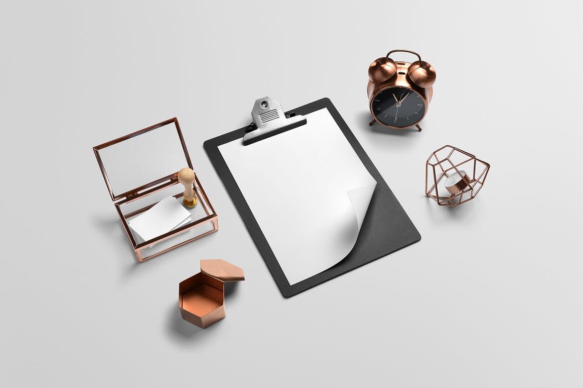 Mockup Showcasing Branding Scene Containing A4 Paper and Cards FREE PSD