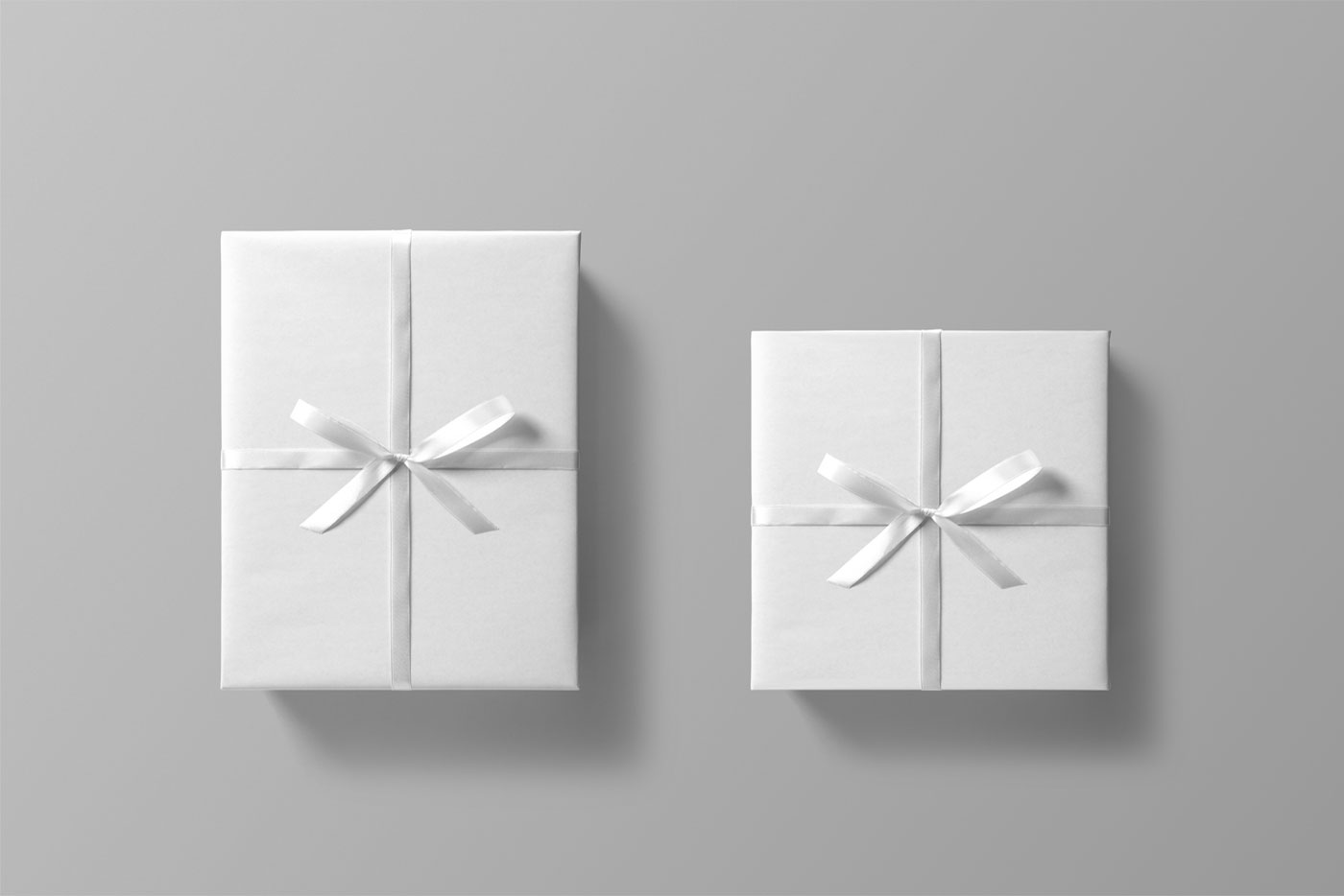 Mockup Showcasing Overhead View of Gift Boxes with Ribbons FREE PSD