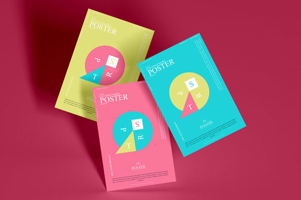 Mockup Showcasing Three Floating Paper Posters FREE PSD