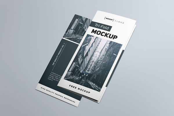 Mockup Showcasing Two Closed Trifold Brochures FREE PSD