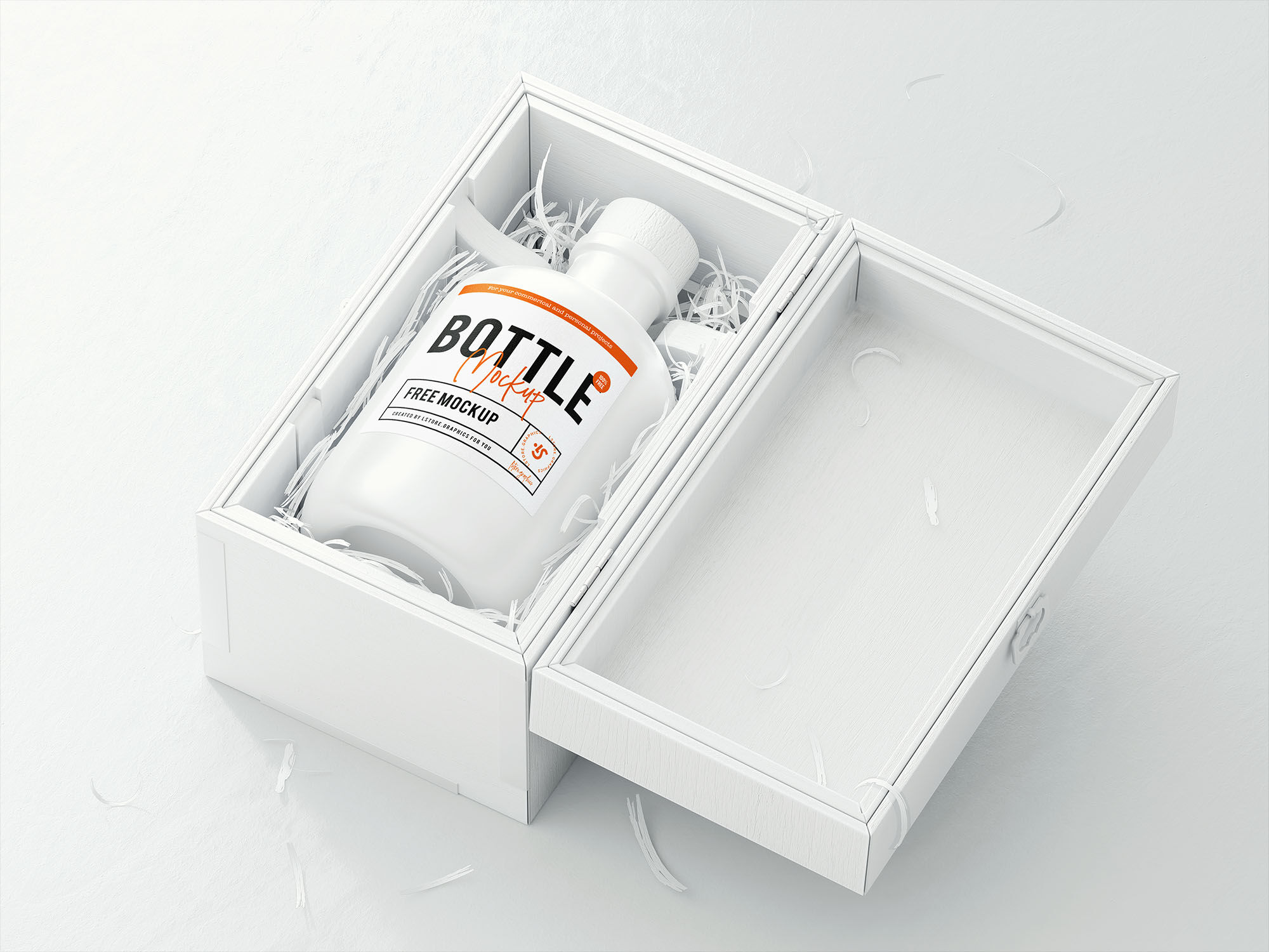 Mockup Showcasing Unique Bottle inside an Opened Box FREE PSD