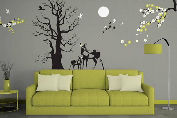 Mockup Showcasing Wallpaper Desgin in Gorgeous Living Room Scene FREE PSD