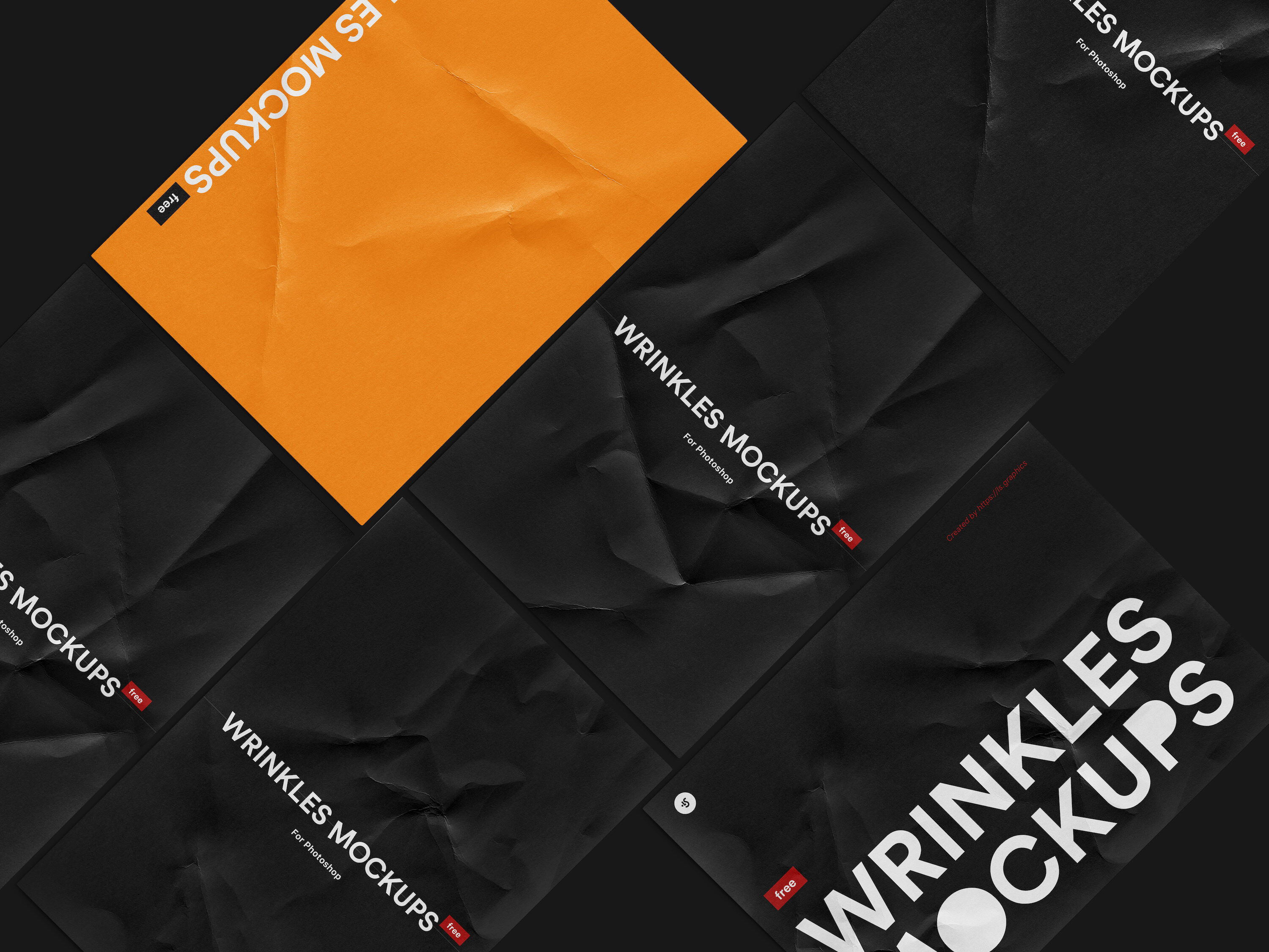 Mockup Showcasing Wrinkled Paper Various Positions FREE PSD