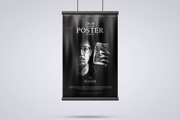 Mockup Showing a Hanging Poster FREE PSD