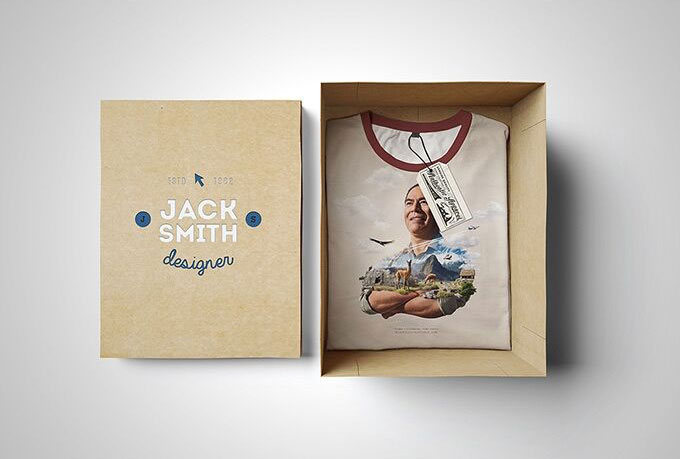 Mockup Showing an Opened Box Containing Folded T-shirt FREE PSD