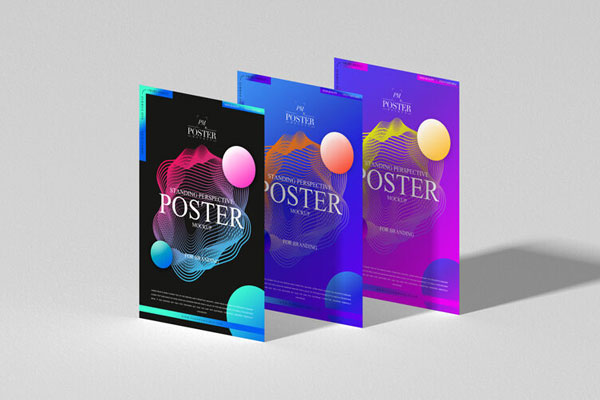 Mockup Showing Perspective View of Three Standing Posters FREE PSD