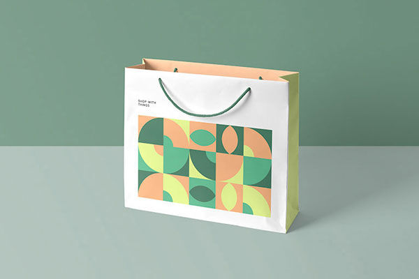 Mockup Showing Standing Square Shopping Bag Front and Side View FREE PSD