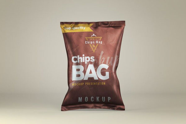 Mockup Showing the Front View of a Simple Chips Bag FREE PSD