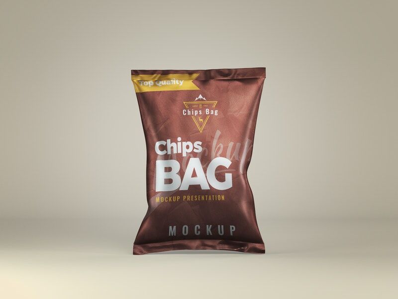 Mockup Showing the Front View of a Simple Chips Bag FREE PSD