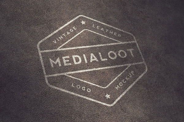 Mockup Showing White Logo Printed on Leather Texture FREE PSD