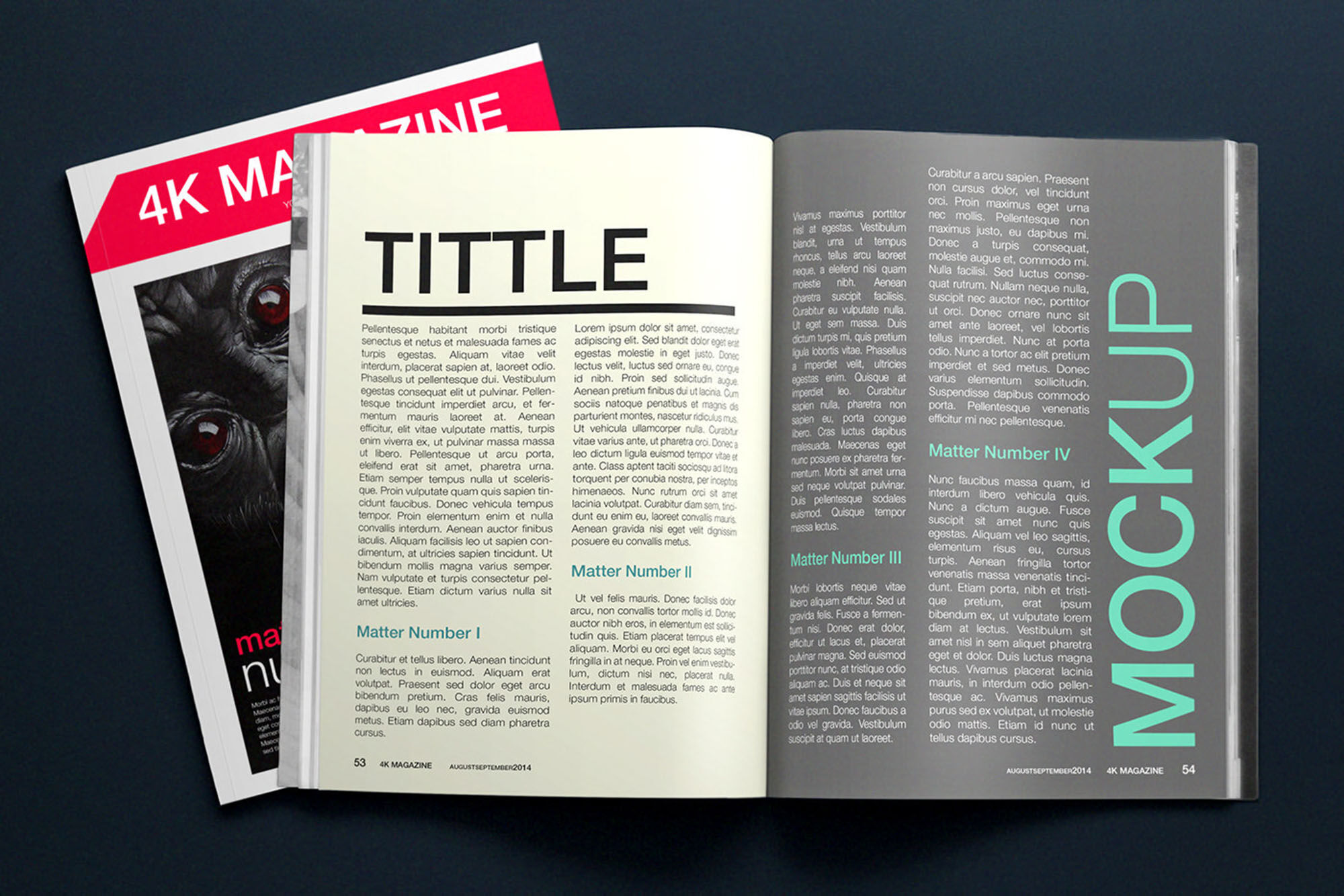 Opend Magazine Mockup Along With A4 Letter FREE PSD