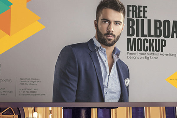 Outdoor Billboard Mockup with Mansion Background FREE PSD