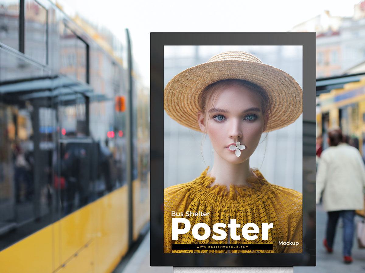 Poster Mockup Located In Shelter Bus FREE PSD