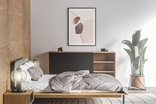 Poster on Modern Bedroom Wall Mockup FREE PSD