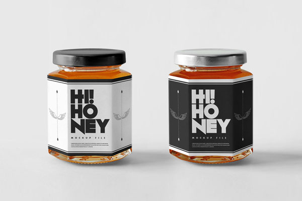 Realistic Hexagon Honey Jar Mockup FREE PSD