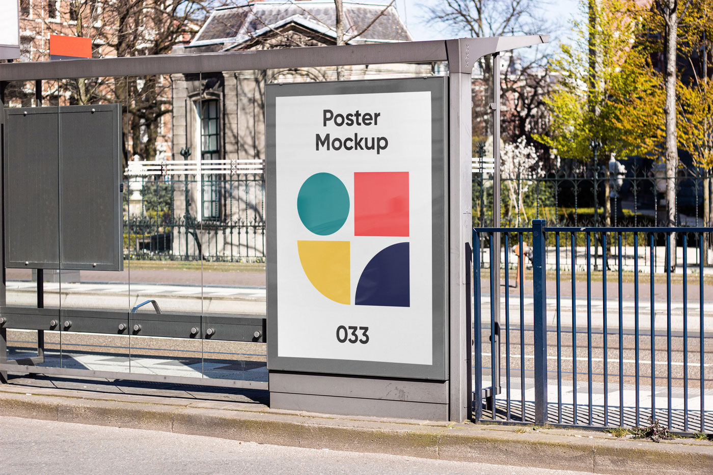 Realistic Poster Mockup At Bus Stop FREE PSD