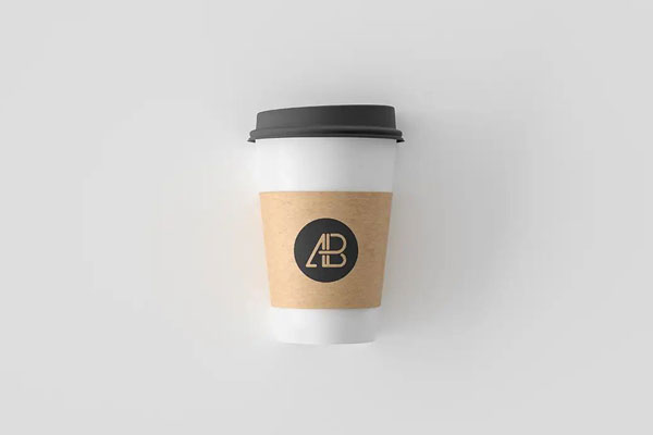 Simple Coffee Cup Wearing Black Lid Mockup FREE PSD