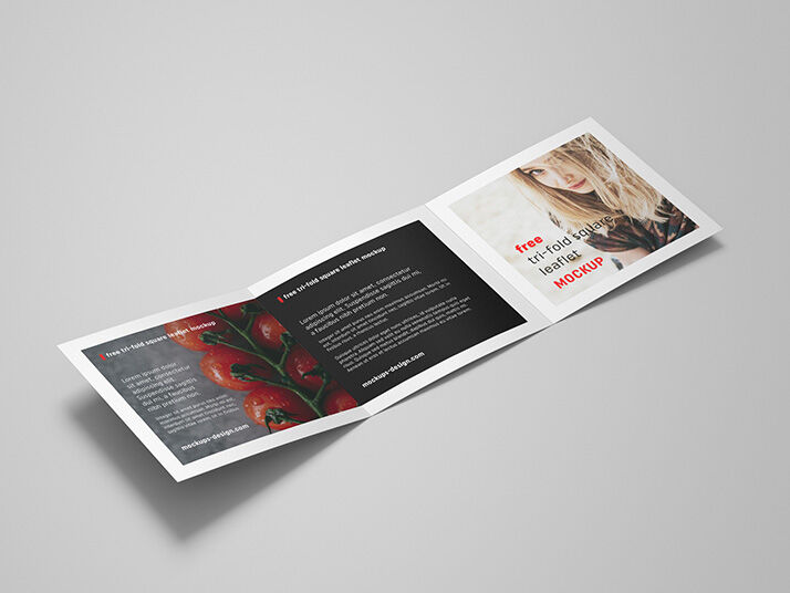 Square Trifold Leaflet with Clean Look and Plain Background Mockup FREE PSD