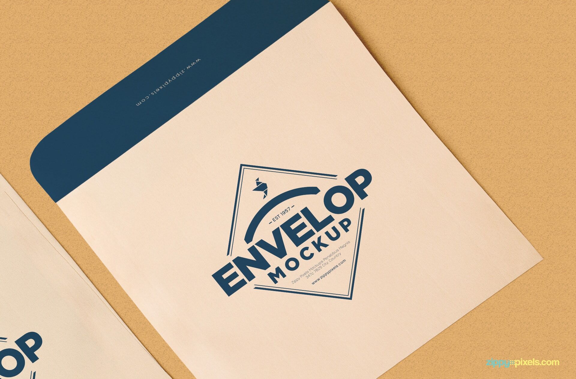 Squared Shaped Envelope Mockup With Letterhead FREE PSD