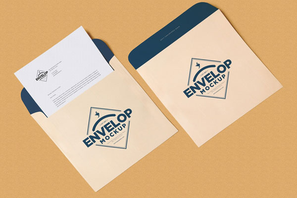 Squared Shaped Envelope Mockup with Letterhead Free Download | Resource Boy