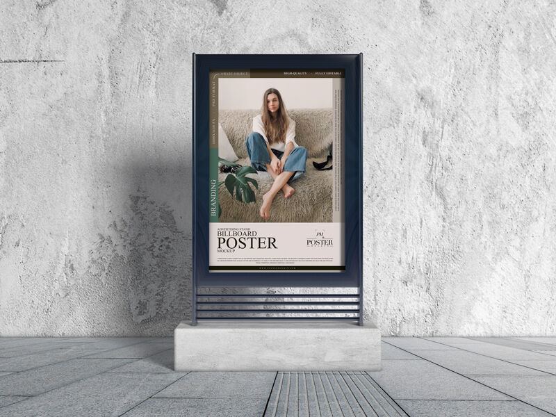 Standing Billboard Poster Mockup FREE PSD