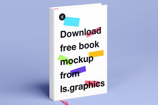 Standing Hardcover Book with Pink Bookmark Mockup FREE PSD