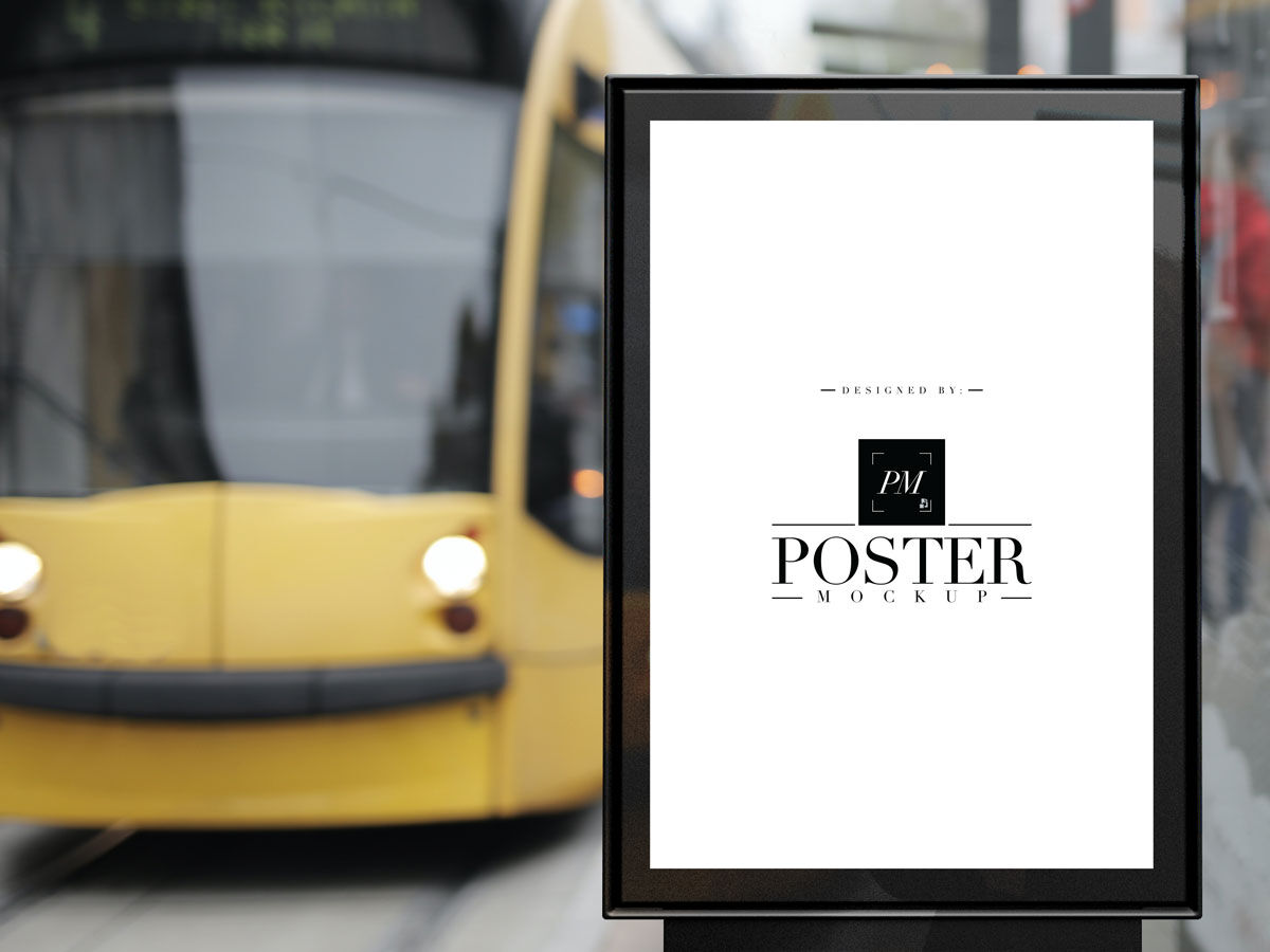 The Sharp Looking Bus Stop Advertisement Poster Mockup FREE PSD