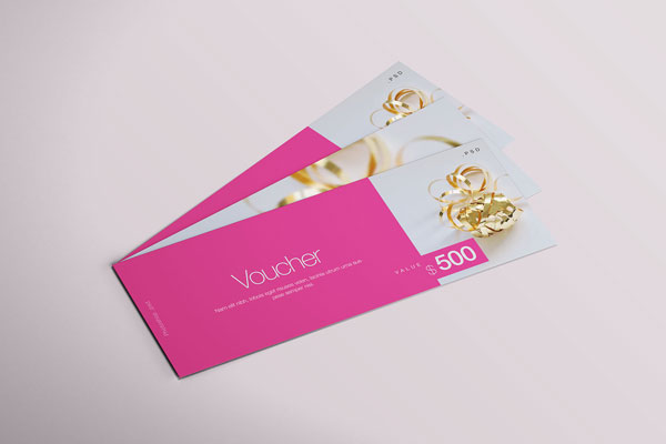 Three Realistic Gift Voucher Mockup FREE PSD