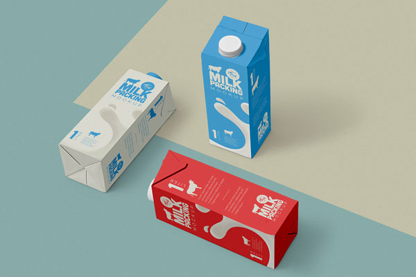 Side View of 1-litre Milk Carton Box Mockup Free Download | Resource Boy