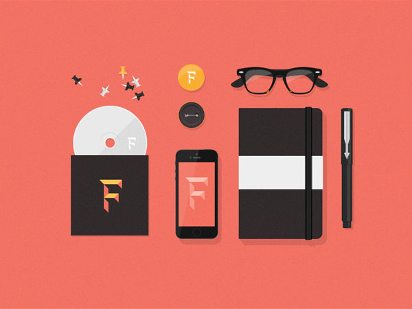 Top View of Flat Stationery Items Mockups FREE PSD